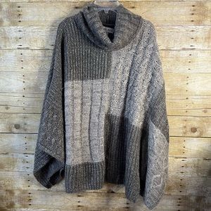 Knox Rose Poncho Sweater Cowl Neck Soft Cozy Oversized Roomy Sleeves XL EUC